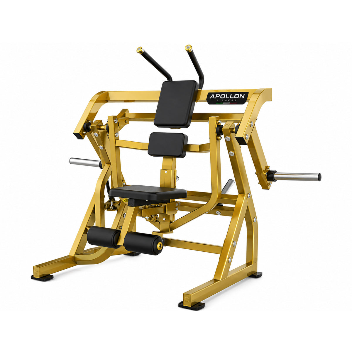 Apollon Fitness Abdominal Crunch sprava za trbušnjake sa zlatnom konstrukcijom, crnim sedištem i tapaciranim osloncima, namenjena kontrolisanom treningu abdominalnih mišića.