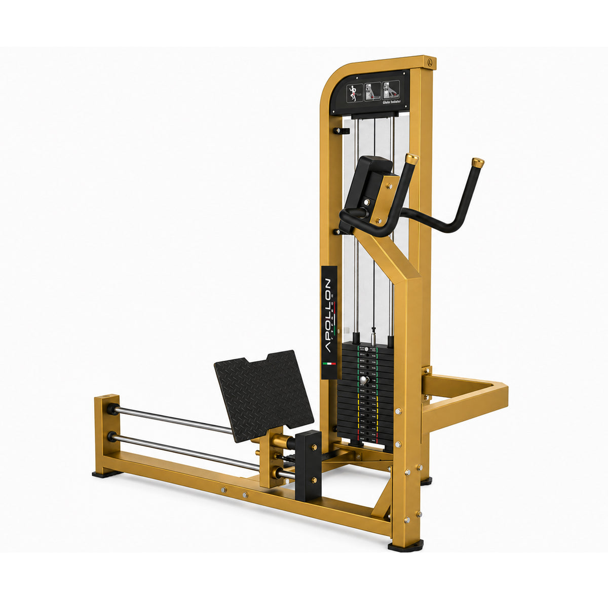 Apollon Fitness Glute Isolator – profesionalna sprava za gluteus sa selektovanim opterećenjem za izolovani trening gluteusa i ekstenziju kuka.
