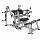 Apollon Fitness Hip Thrust Machine – profesionalna plate-loaded sprava za hip thrust sa tapaciranim osloncem za kukove, namenjena treningu gluteusa i zadnje lože.
