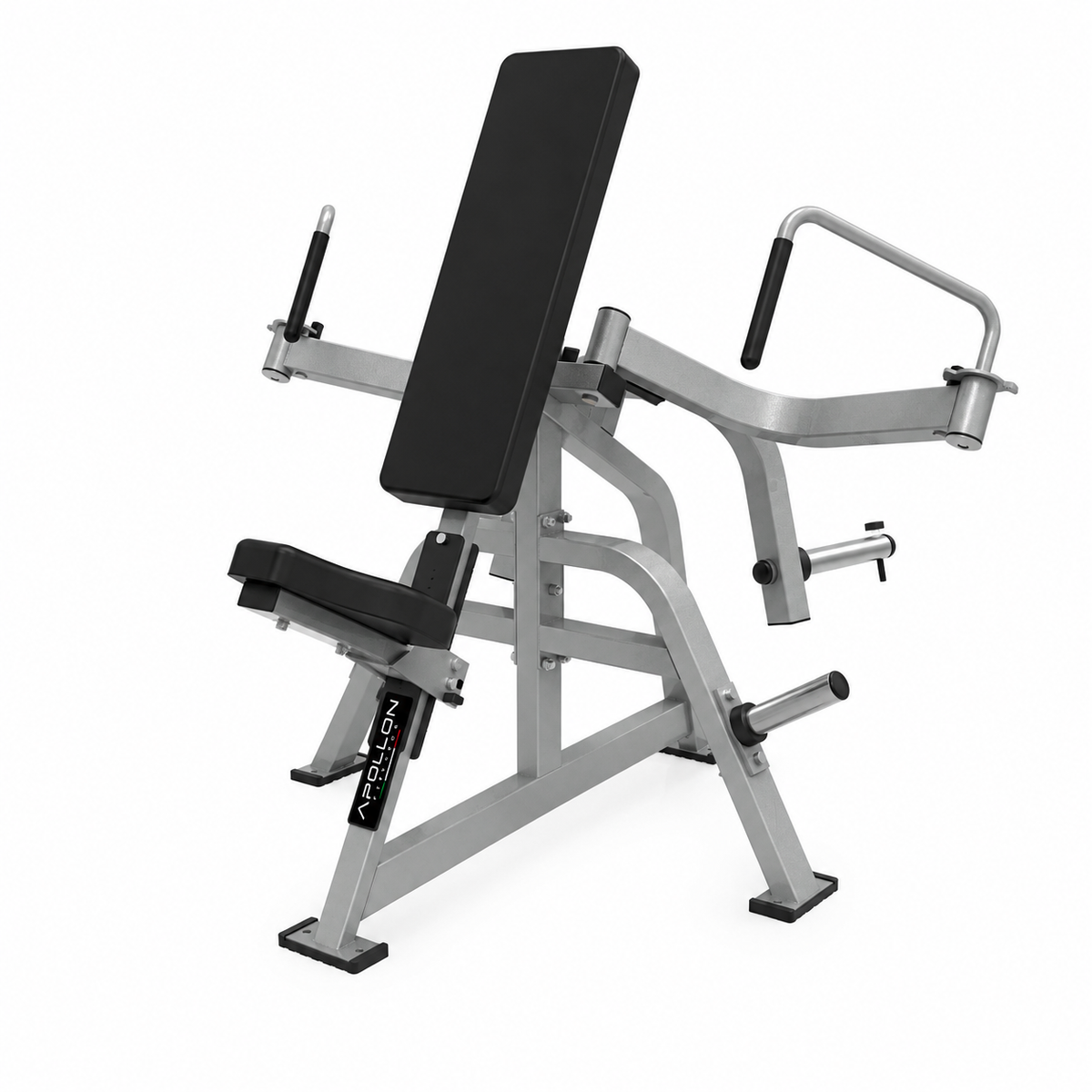Apollon Fitness Lateral Pec Fly – profesionalna plate-loaded sprava za grudi sa bočnim polugama i ergonomskim rukohvatima za kontrolisani Pec Fly pokret.

