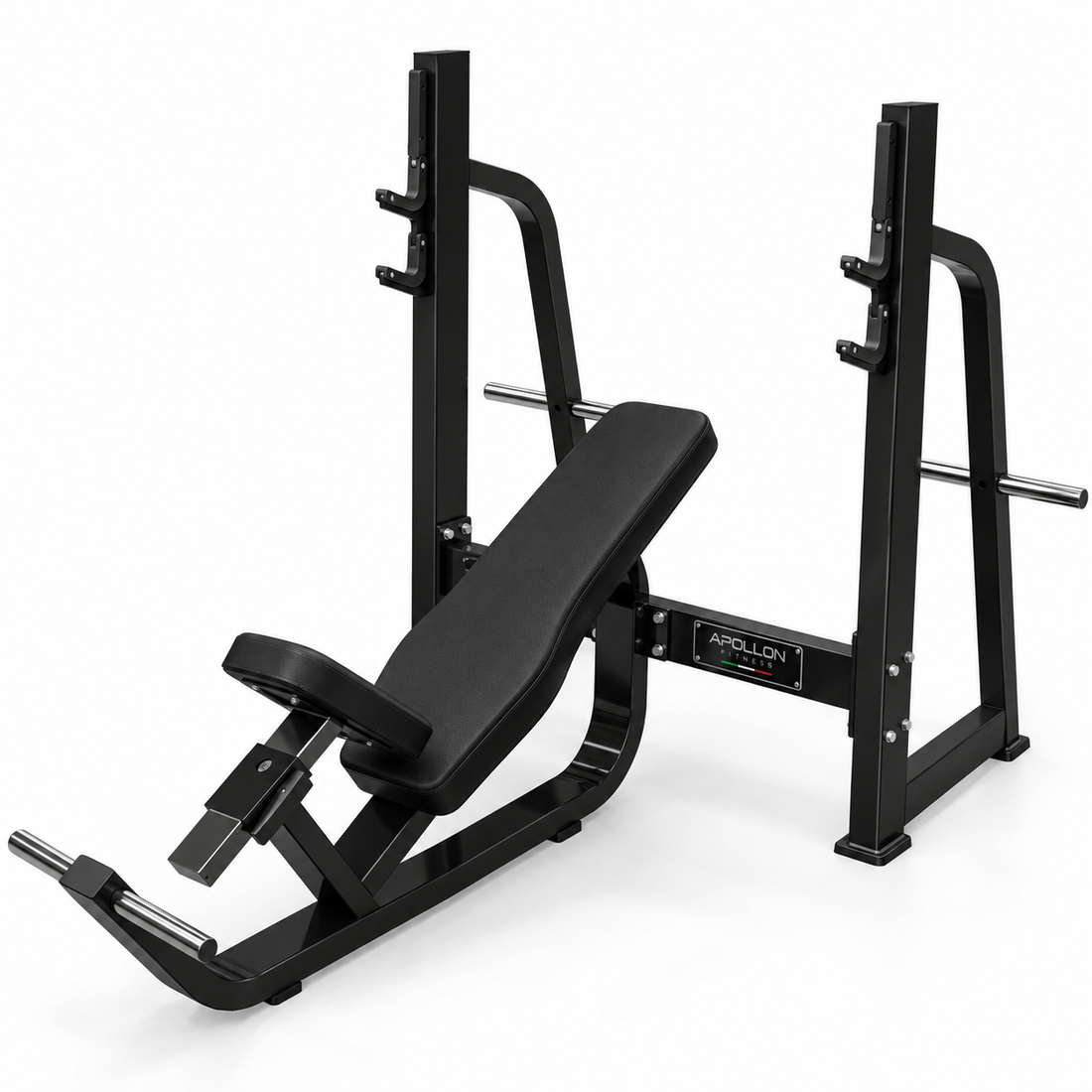 Olimpijska kosa klupa za potisak Olympic Incline Bench Apollon Fitness sa stalkom za šipku za trening gornjeg dela grudi.