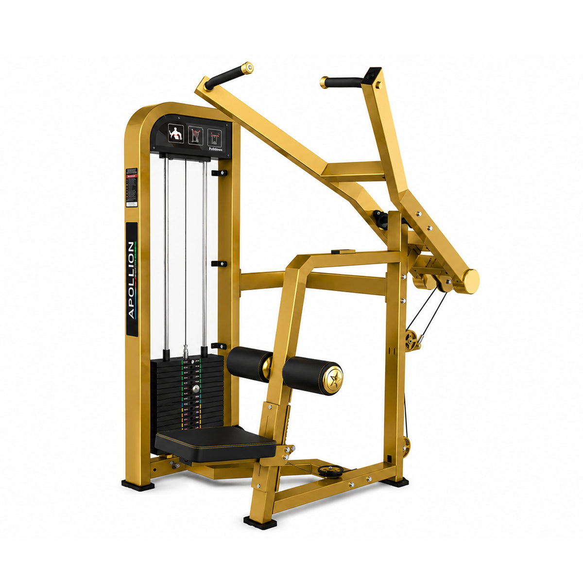 Apollon Fitness Pulldown / Lat Pulldown – profesionalna sprava za leđa sa težinskim blokovima i nezavisnim polugama, namenjena treningu latissimusa, bicepsa i leđne muskulature.
