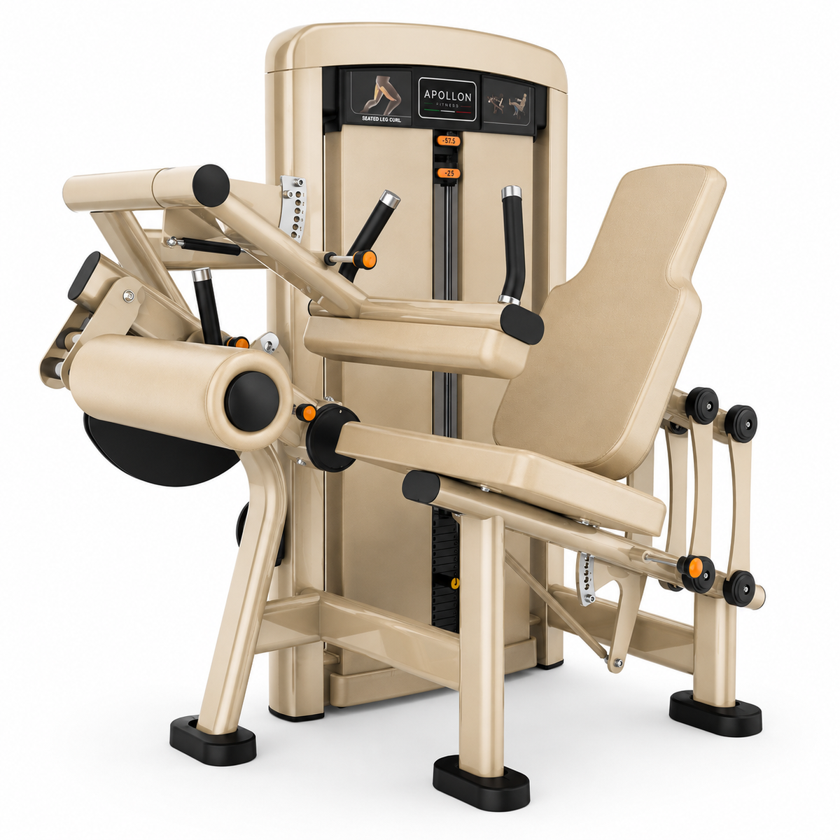 Apollon Fitness Seated Leg Curl sprava za zadnju ložu i pregib nogu, profesionalna fitness oprema za teretane.
