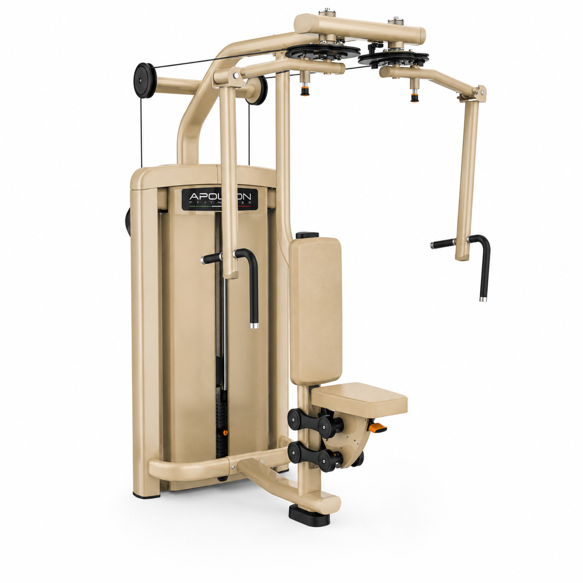 Sprava za grudi i zadnje rame Pec Fly / Rear Delt Apollon Fitness sa selektorizovanim sistemom opterećenja za profesionalne teretane i fitnes centre.
