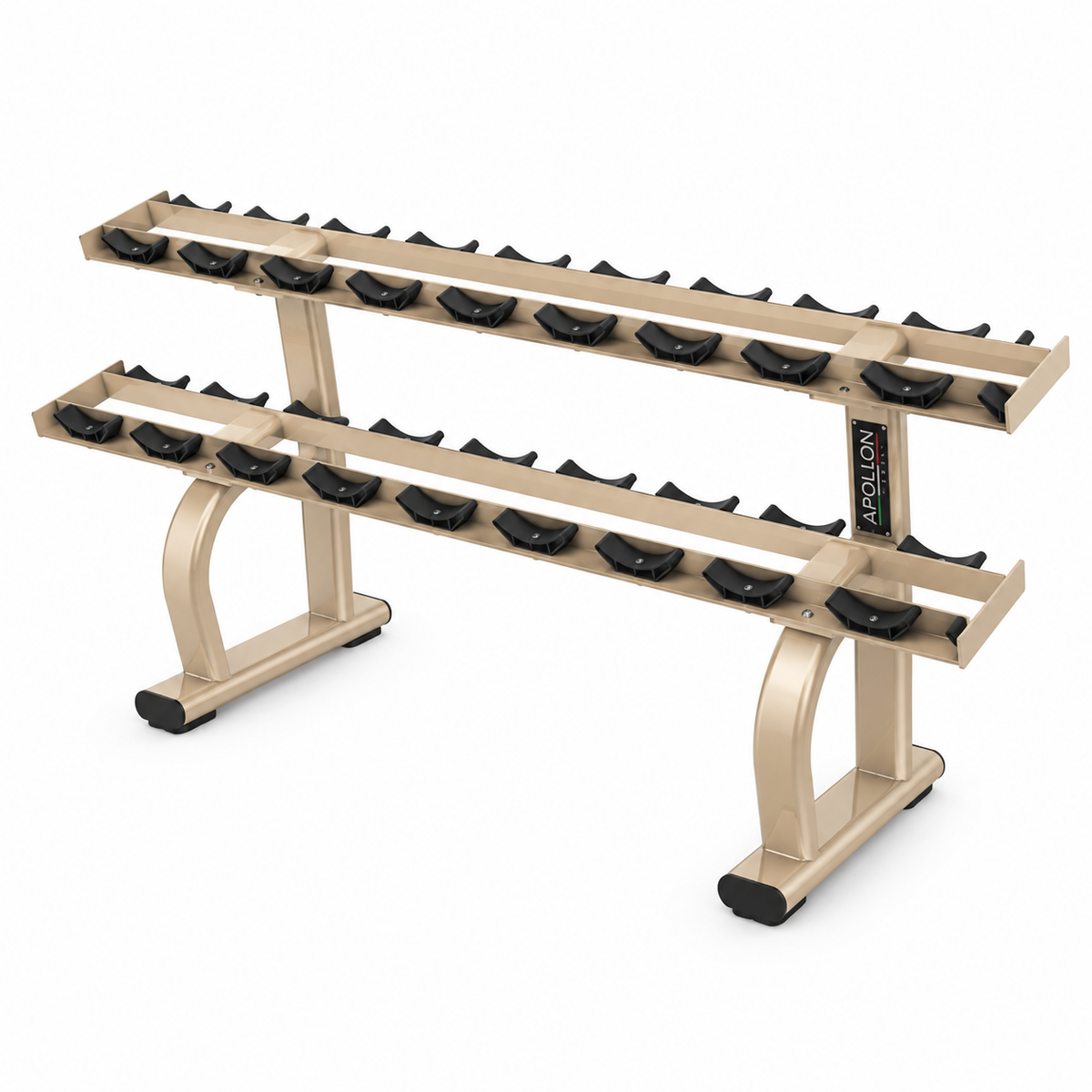 Stalak za bučice – Dumbbell Rack sa dva nivoa i pojedinačnim ležištima za organizovano odlaganje bučica.

