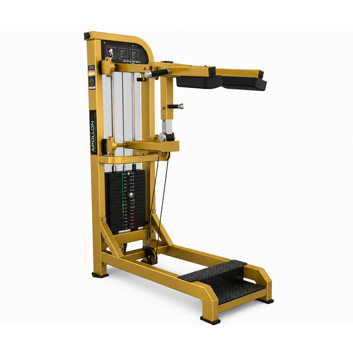 Apollon Fitness Standing Calf Raise – profesionalna sprava za listove sa selektovanim opterećenjem za trening gastrocnemiusa i soleusa.
