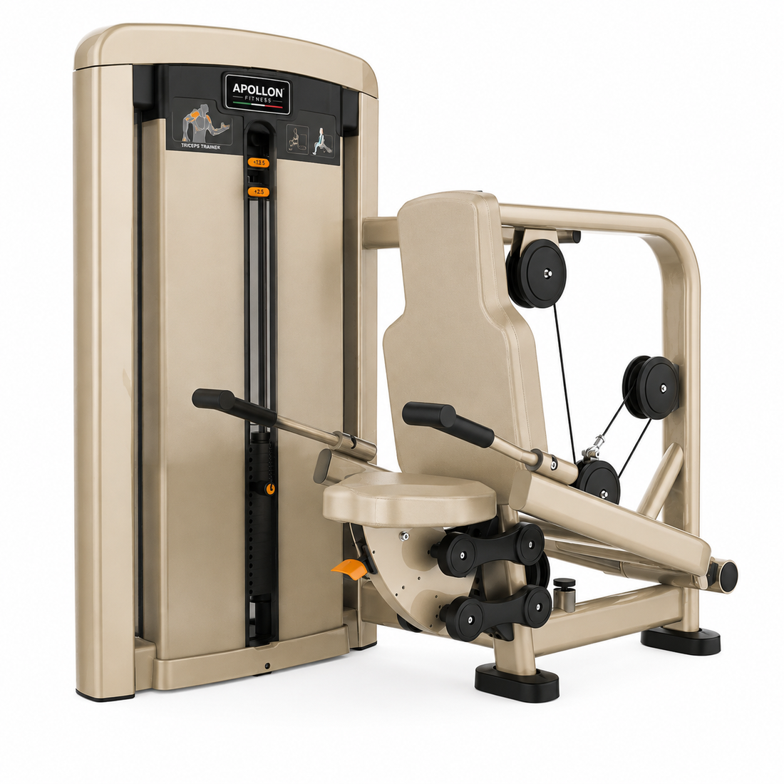 Apollon Fitness Triceps Dip sprava za triceps i kontrolisani potisak iz sedećeg položaja, profesionalna fitness oprema za teretane.
