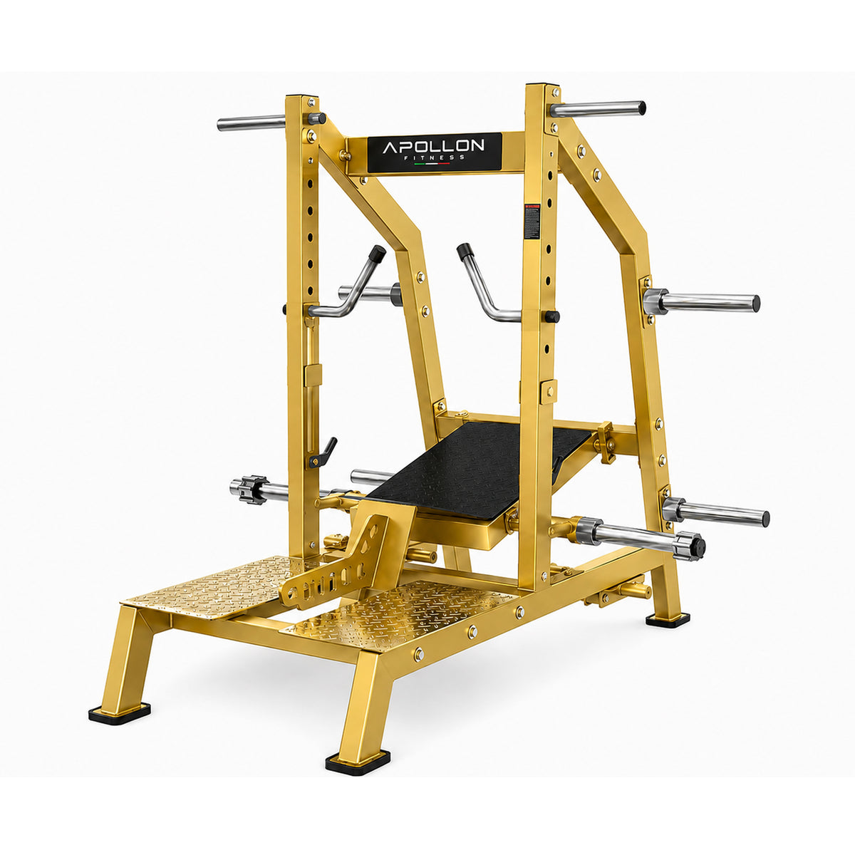 Apollon Fitness V-Squat / Super Squat – profesionalna sprava za čučanj sa slobodnim opterećenjem za trening kvadricepsa, gluteusa i zadnje lože.
