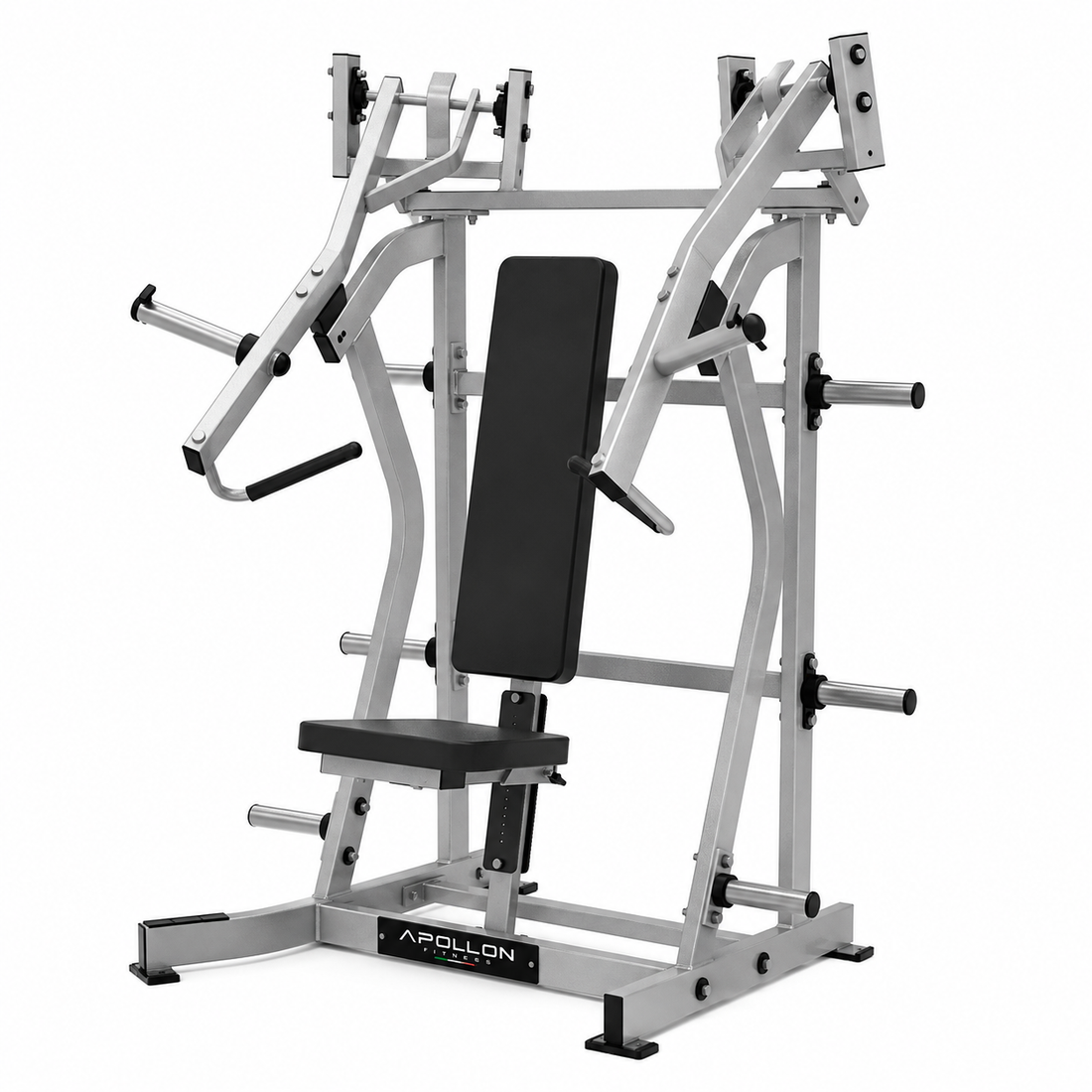 Apollon Fitness Wide Chest Press – profesionalna plate-loaded sprava za grudi sa nezavisnim polugama, širokim hvatom i podesivim sedištem.
